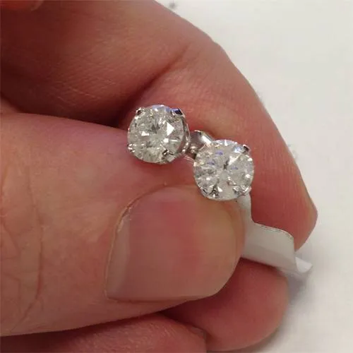 1 1/2ct Diamond Studs 14K White Gold