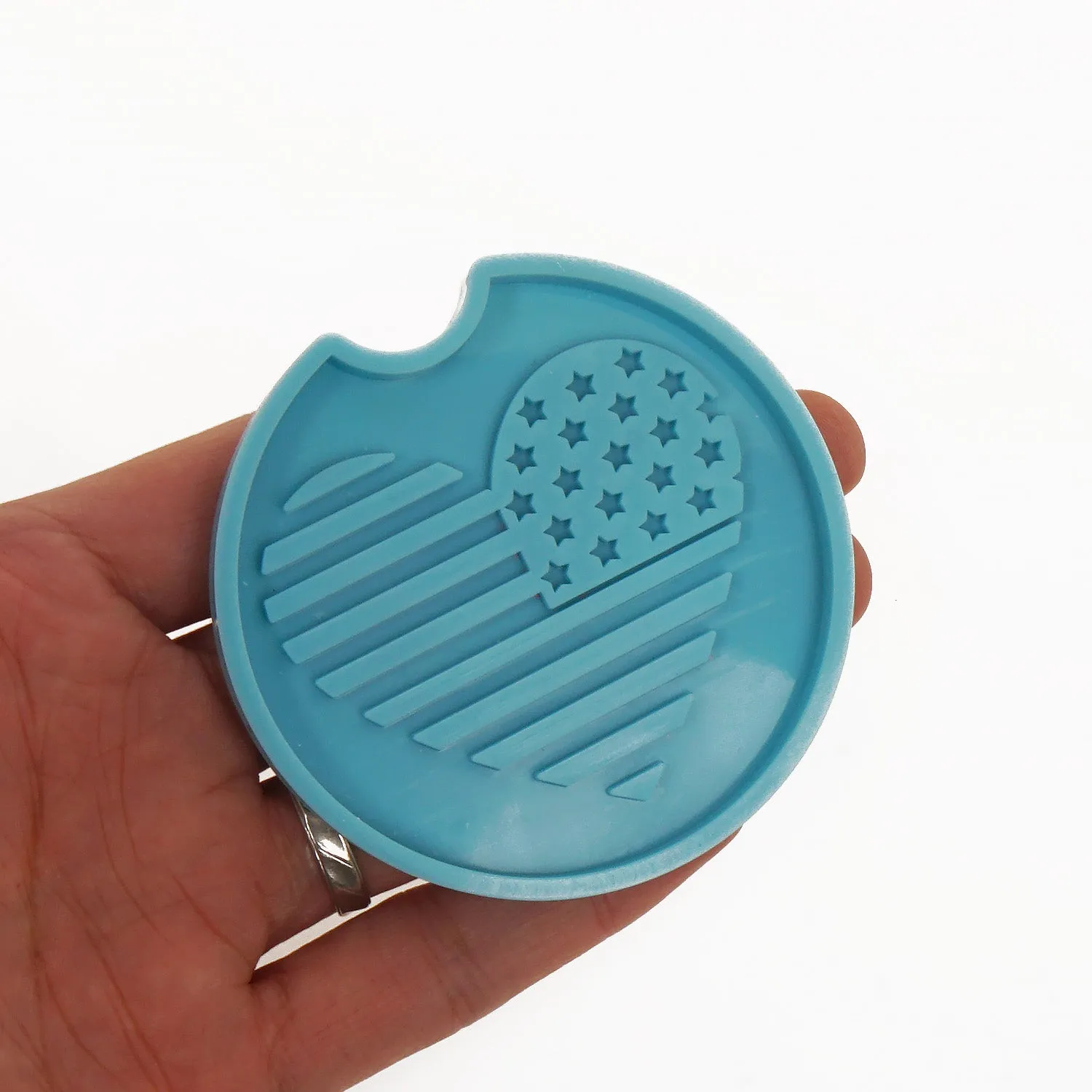 1 piece Blue Silicone Car Cup Coaster Mold US Heart Coaster Molds Resin Molds DIY Hand Craft Gift 10364161