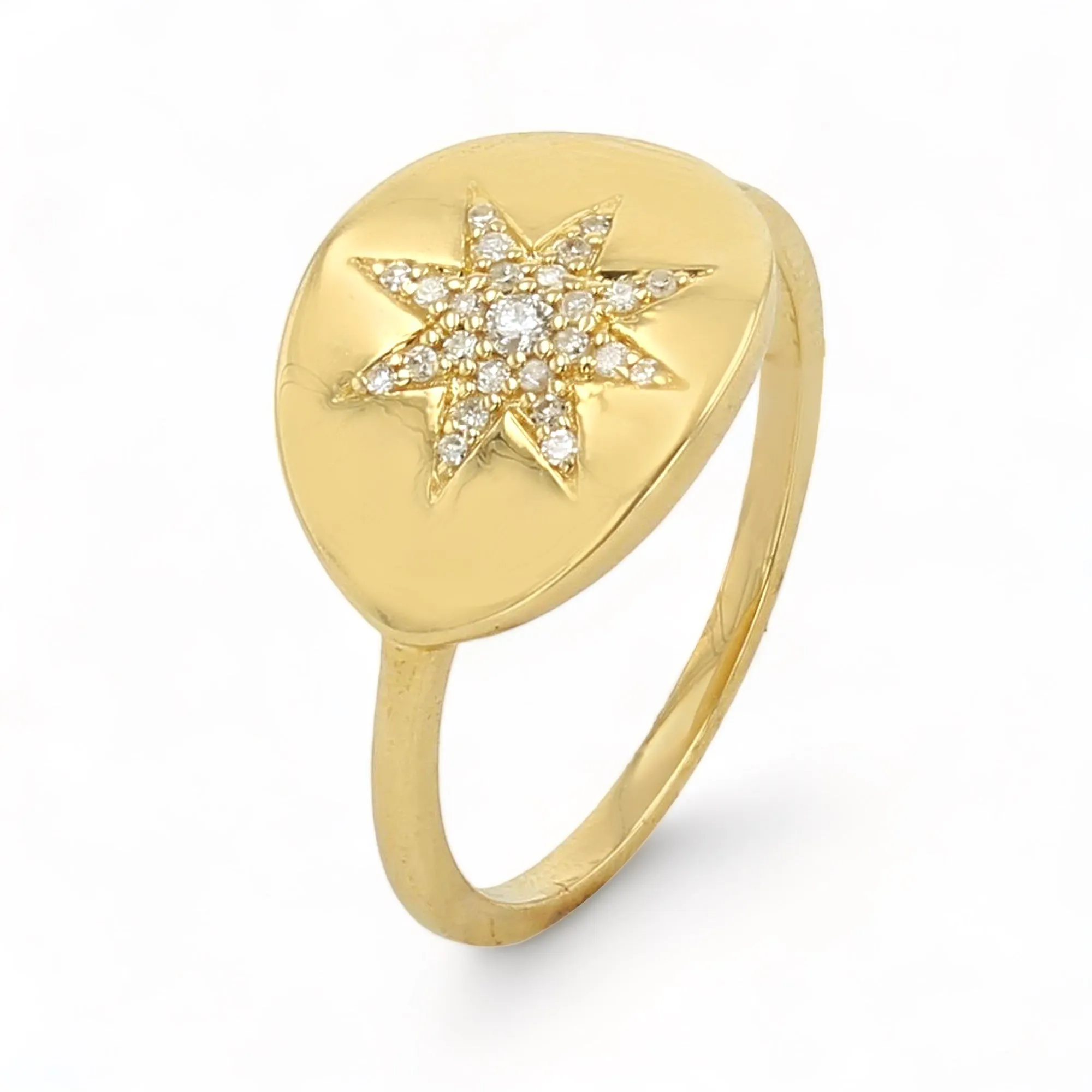 10K Yellow gold diamonds accent star constellation ring-18456