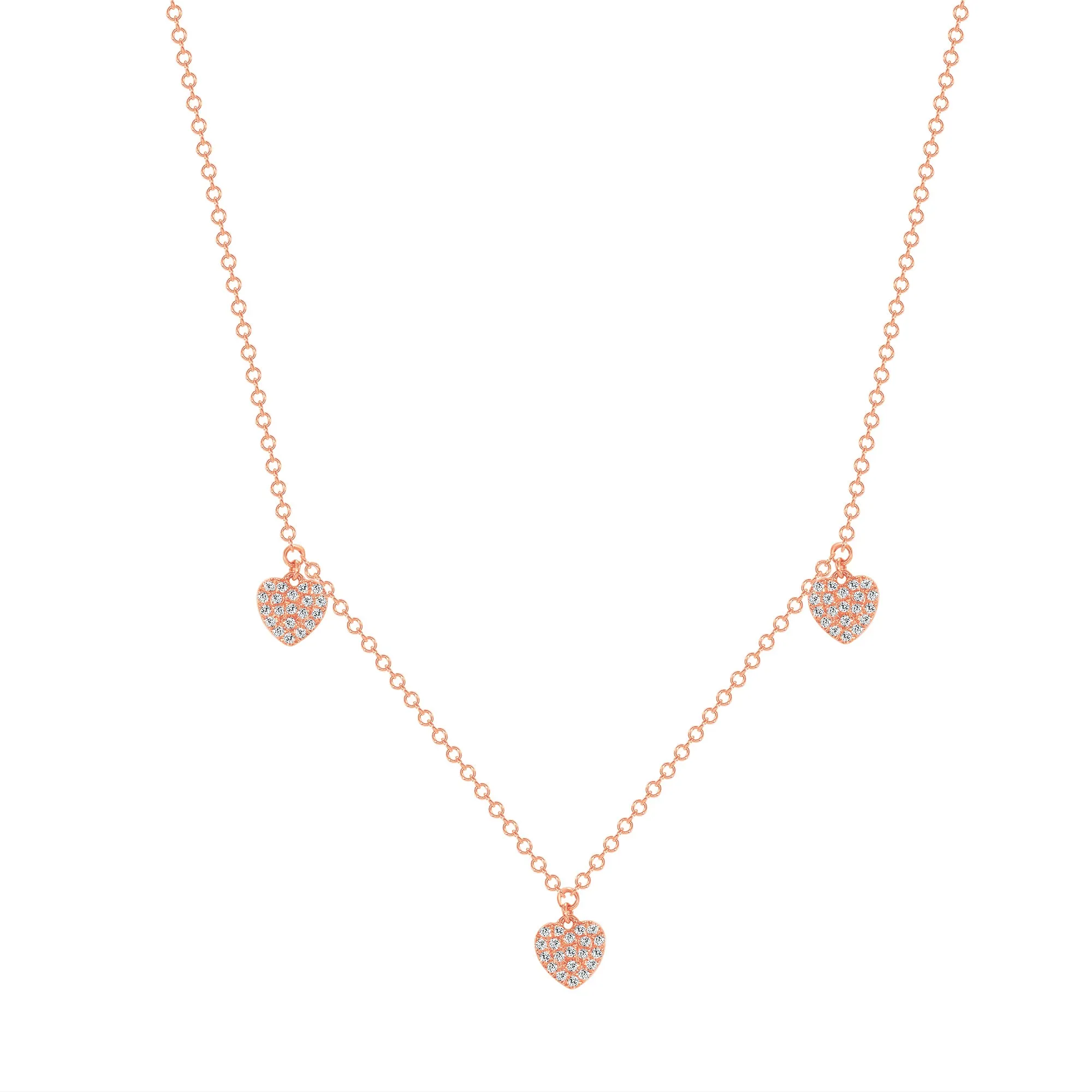 14K Gold 3 Diamond Heart Necklace