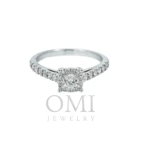 14K GOLD DIAMOND SINGLE HALO ENGAGEMENT RING 0.75 CT