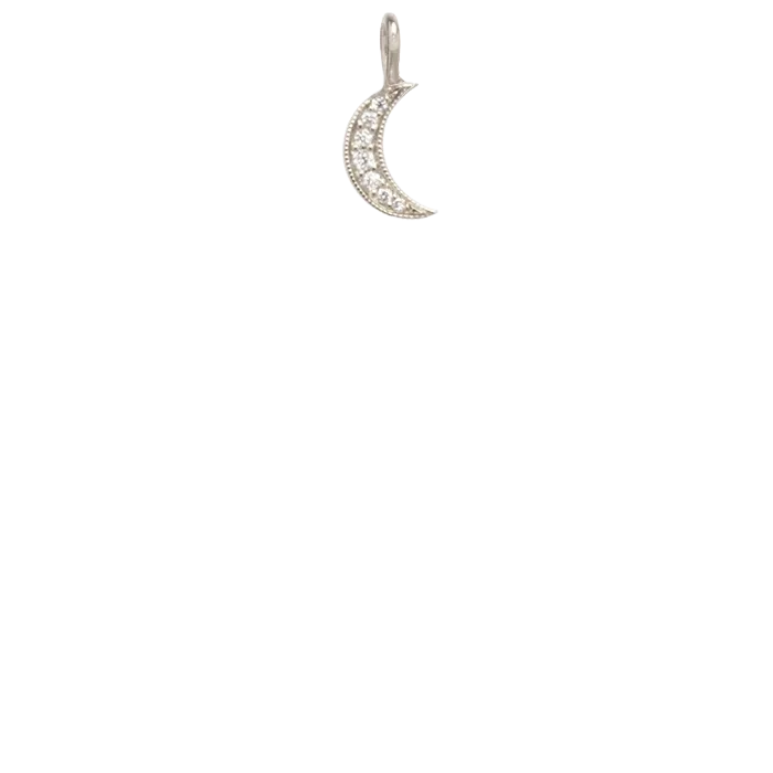 14k Midi Bitty Pavé Diamond Moon Charm