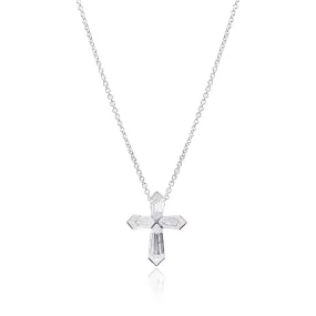 14K White Gold Diamond Cross Necklace, 1.60ctw