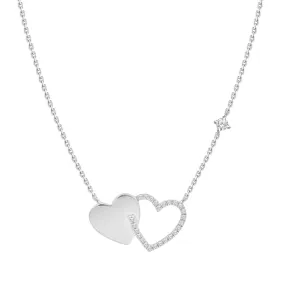 18k Double Hearts Pendant Necklace with Diamonds