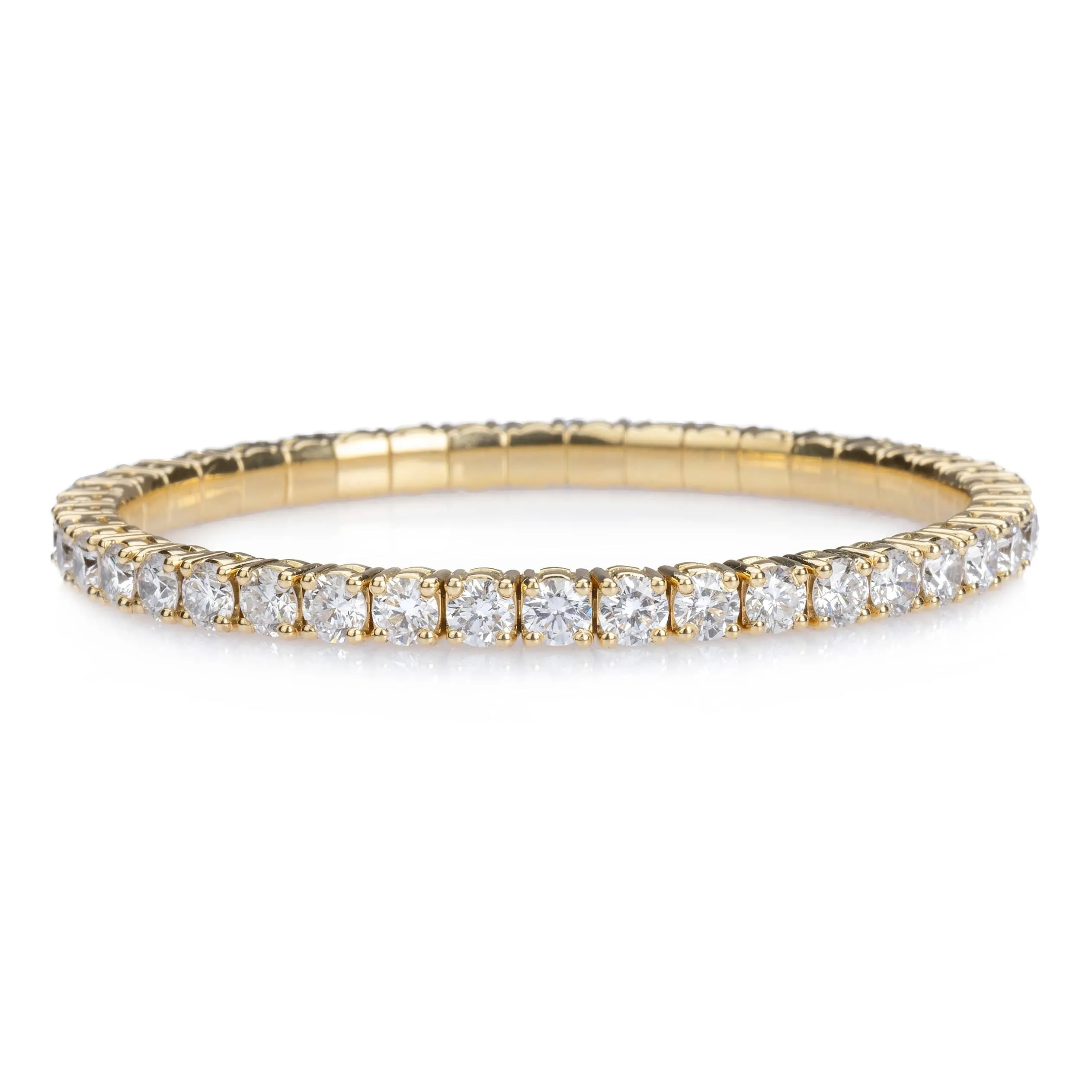 18K Gold Stretch & Stack Round Diamond Tennis Bracelet, 10.2 Carats, Lab Diamonds