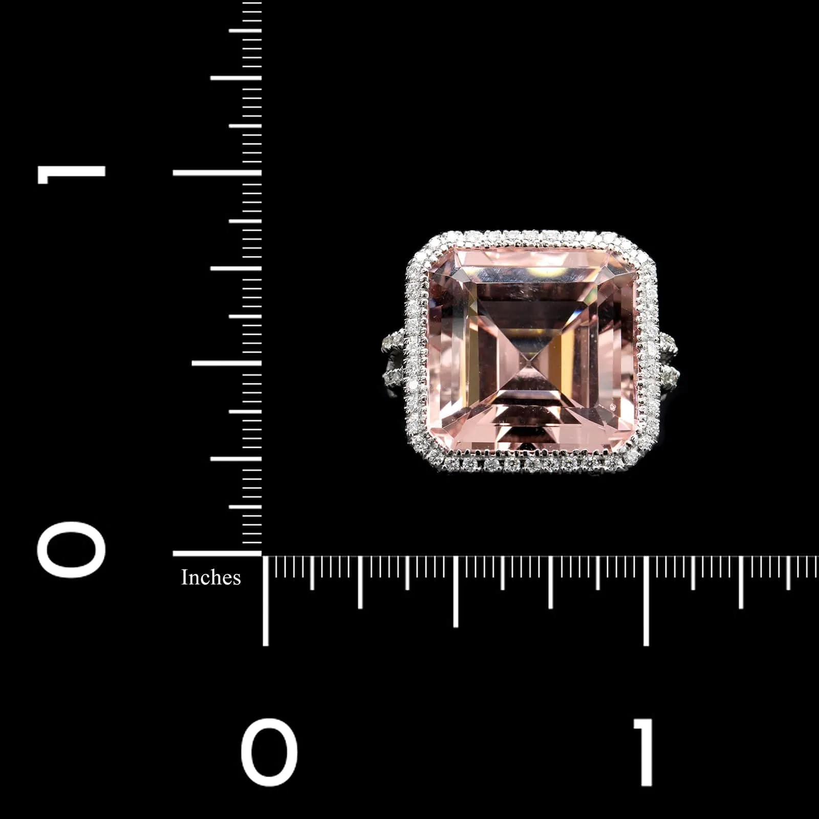 18K White Gold Estate Morganite and Diamond Ring