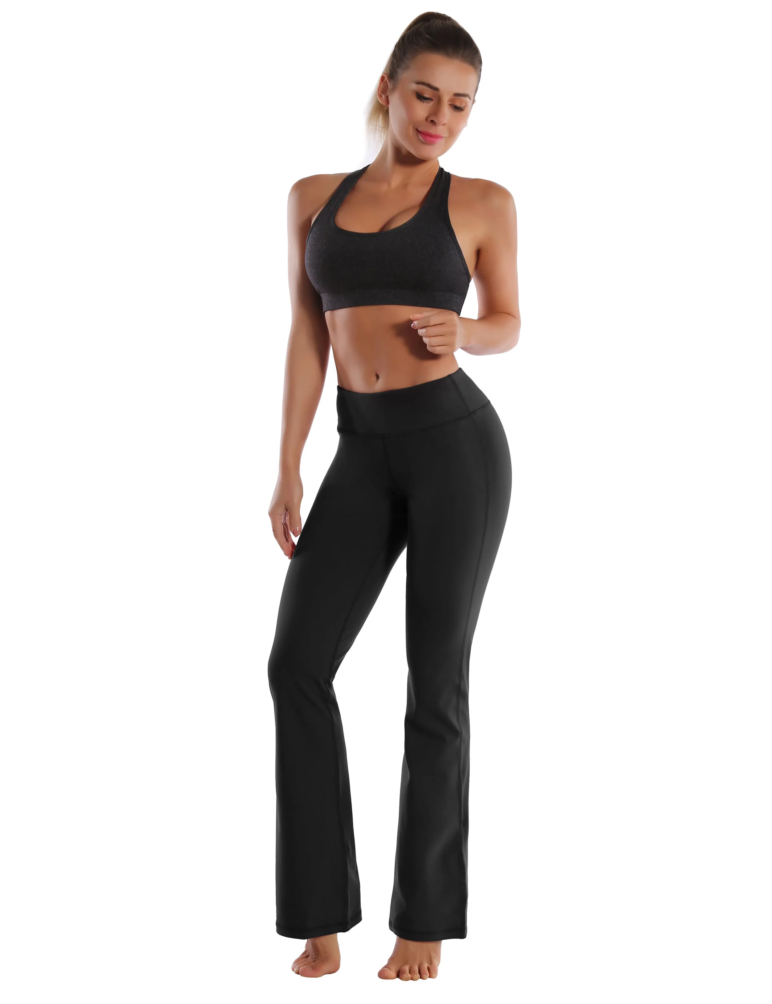 29" 31" 33" 35" Cotton Nylon Bootcut Leggings Black