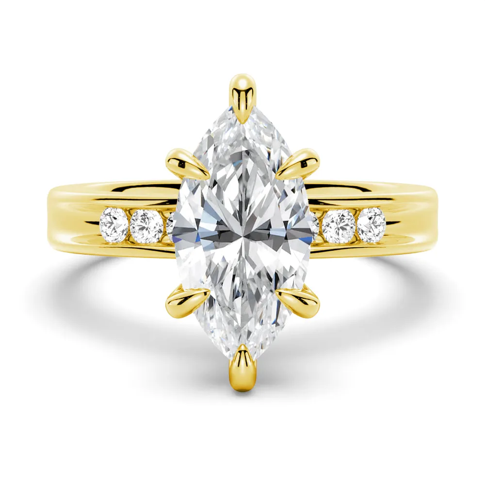 3 CT. Marquise Moissanite Engagement Ring With Accents