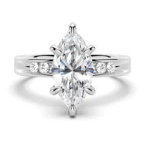 3 CT. Marquise Moissanite Engagement Ring With Accents