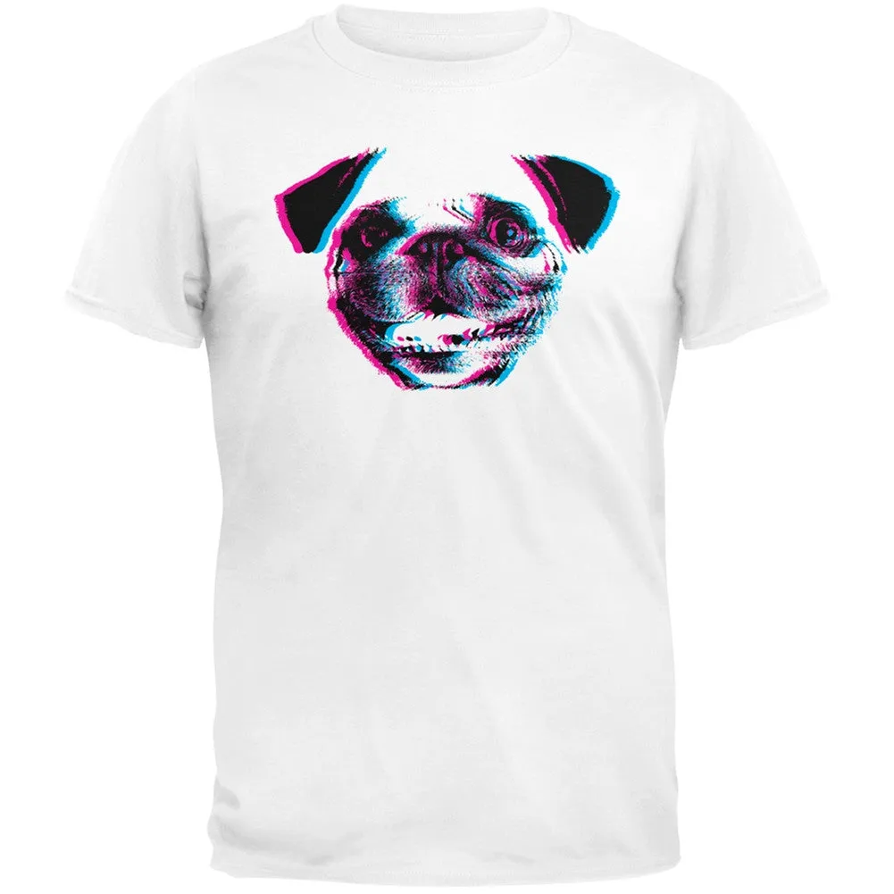 3D Pug Face Black Adult T-Shirt