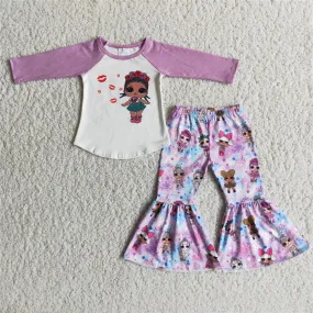 6 A9-14 girl purple cartoon winter long sleeve set-promotion 2023.7.31