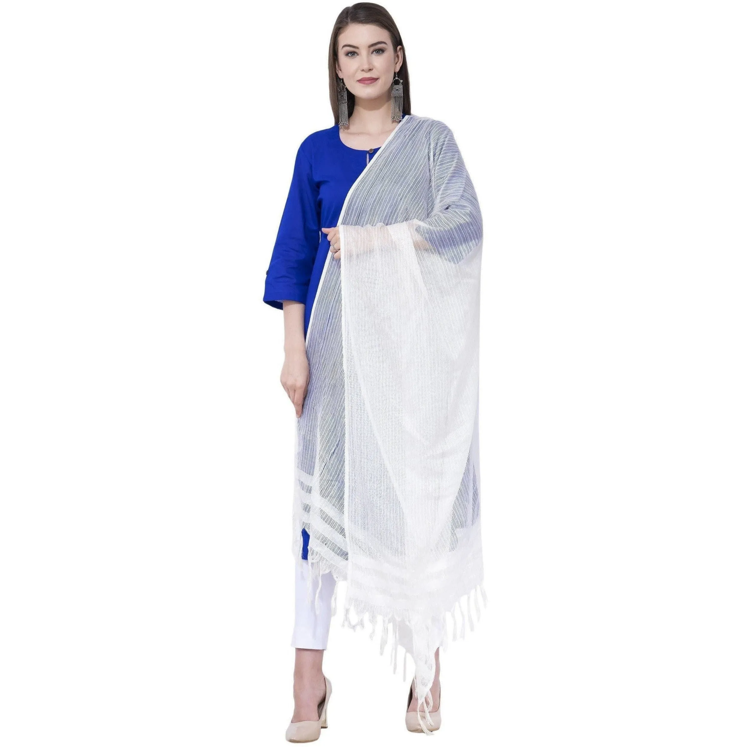 A R Silk White Color Kota Cotton Cota Cotton Dupattas and Chunnis