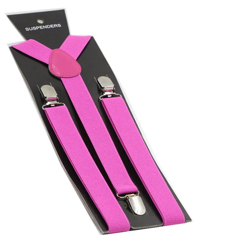 Adjustable 100cm Magenta Adult Mens Suspenders