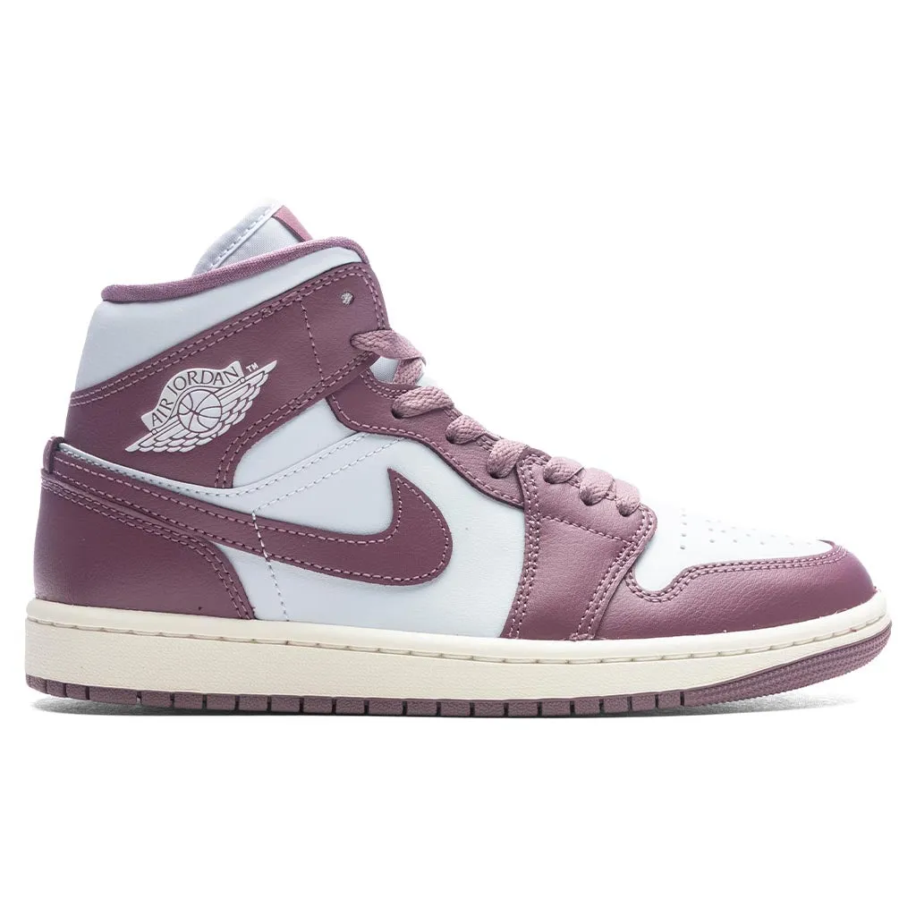 Air Jordan 1 Mid Women's - Pure Platinum/Sky J Mauve/Sail