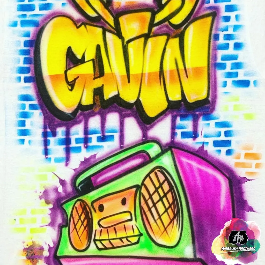 Airbrush 90's Boombox Shirt Design