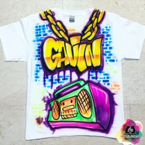 Airbrush 90's Boombox Shirt Design