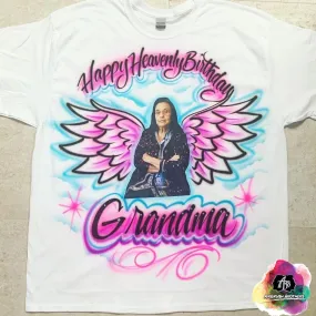 Airbrush Happy Heavenly Birthday Shirt Design