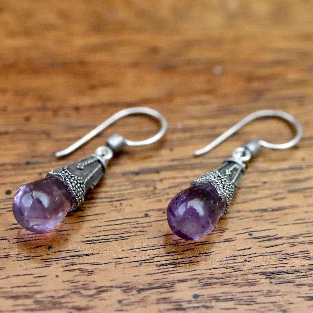 Amethyst Greek Dangle Earrings