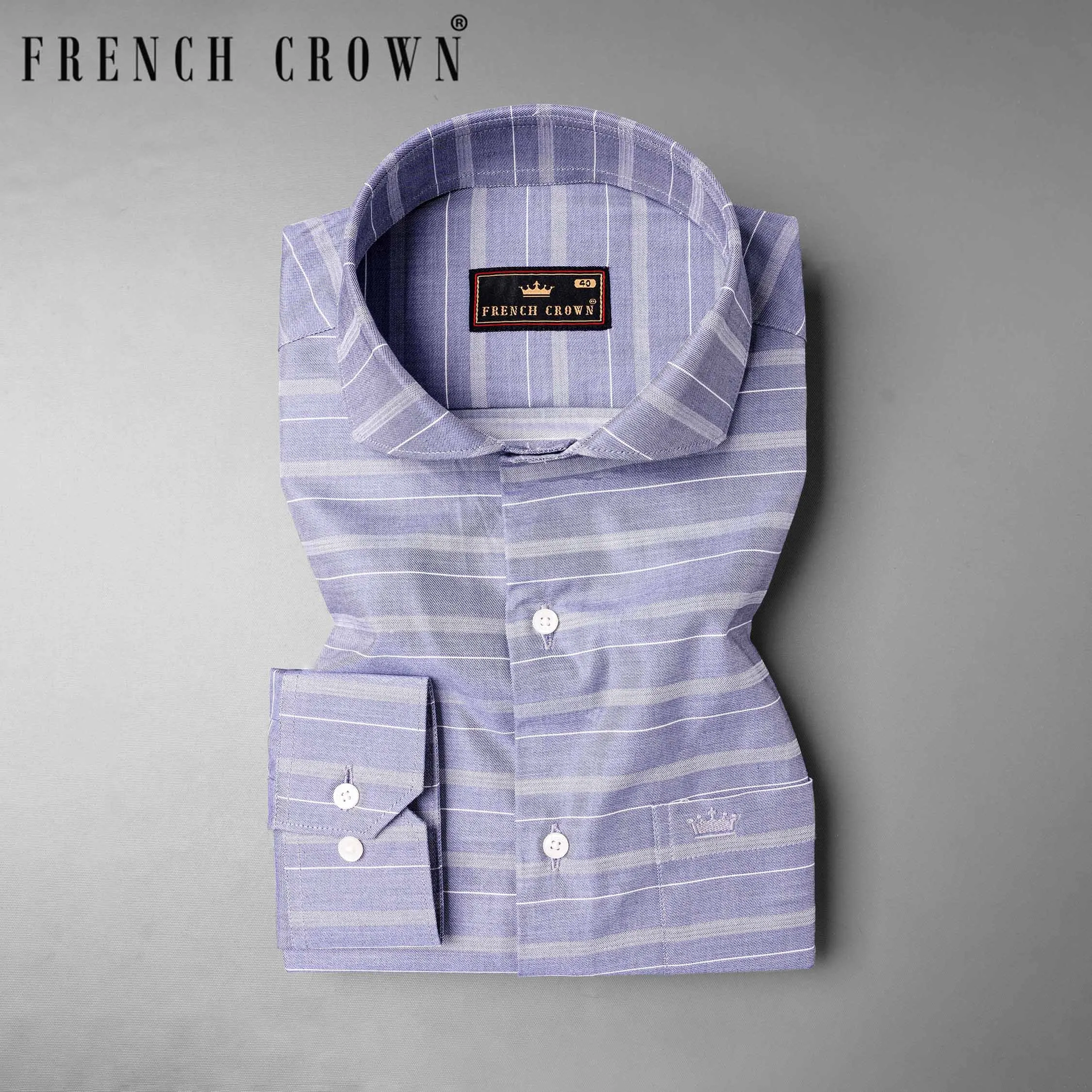 Amethyst Smoke Striped Dobby Textured Premium Giza Cotton Shirt