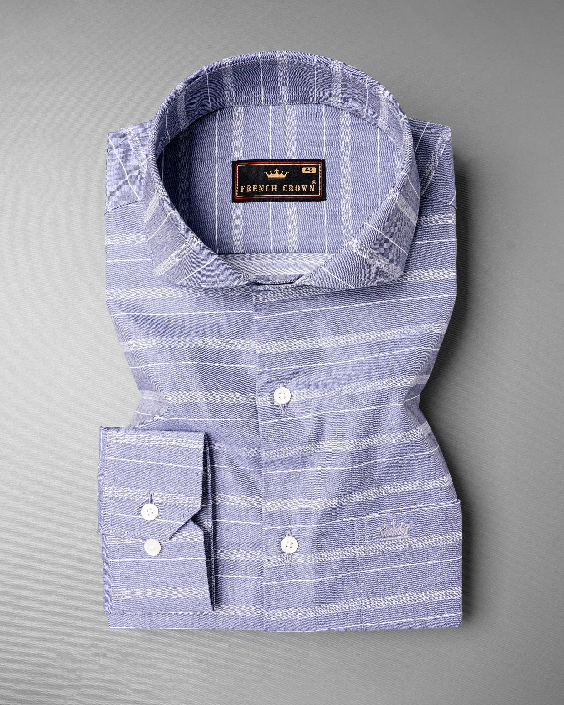 Amethyst Smoke Striped Dobby Textured Premium Giza Cotton Shirt