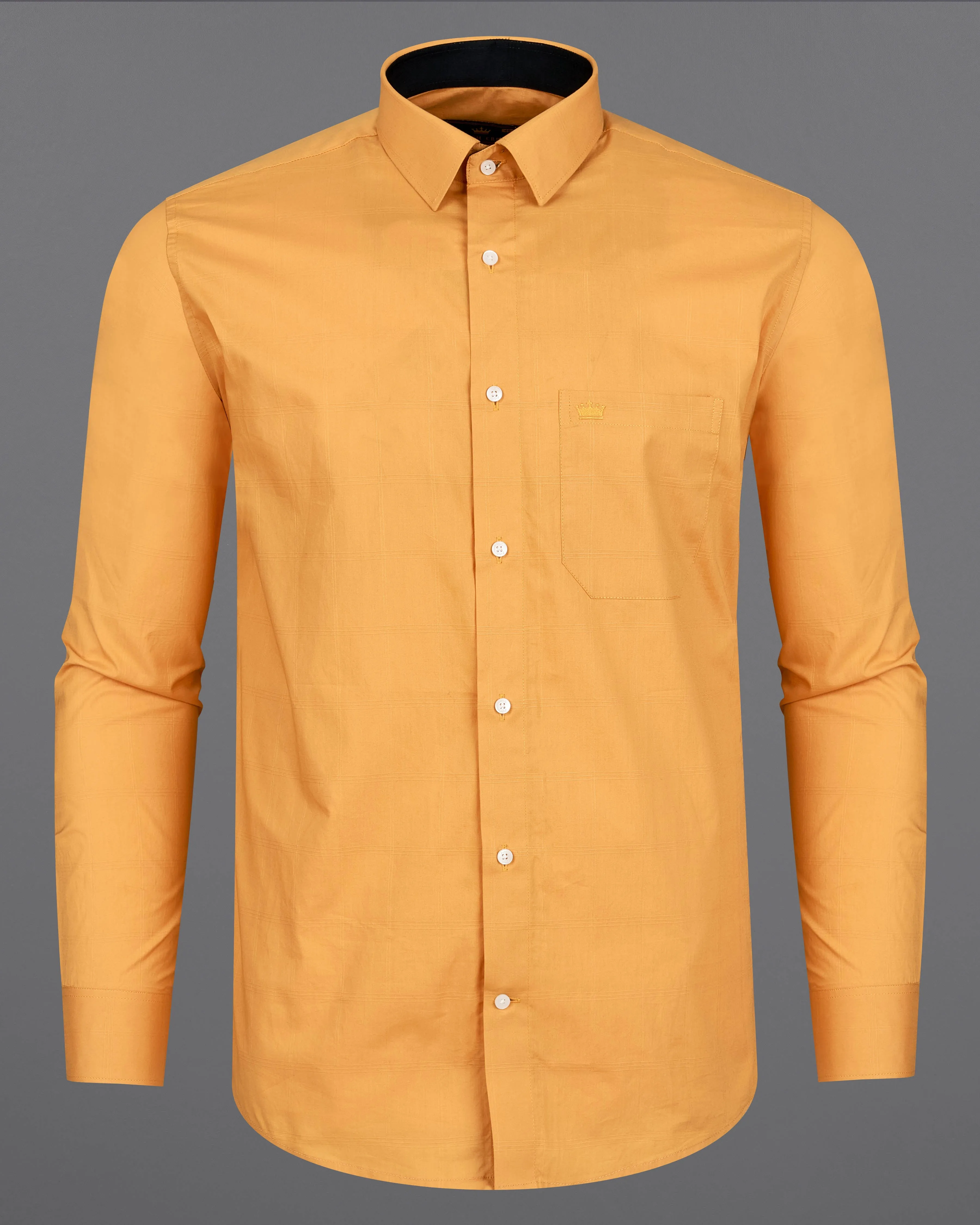 Anzac Orange Dobby Textured Premium Giza Cotton Designer Shirt