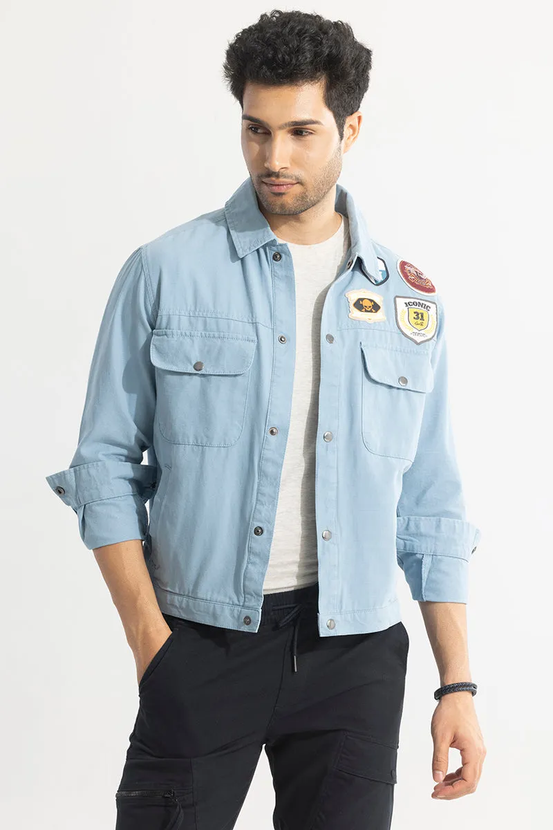 Applique Artistry Blue Overshirt