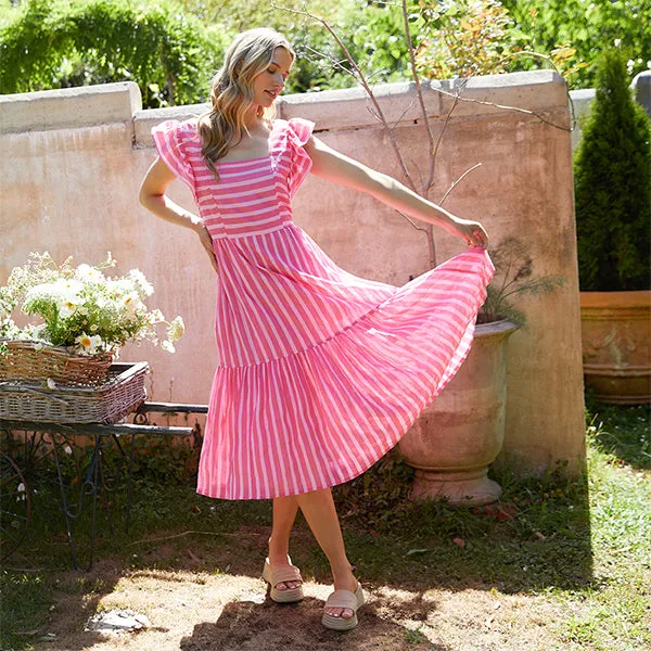 Ashley Dress - Pink Punch Stripe