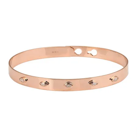 Bezel Set Segment Marquise Adjustable Bangle