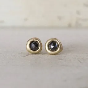 Black Rose Cut Diamond Studs in Gold by Sarah Swell