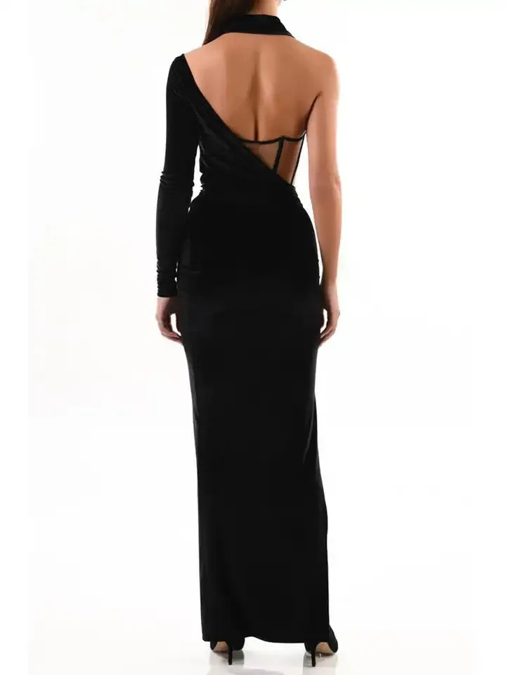 Black Velvet Cutout Dress