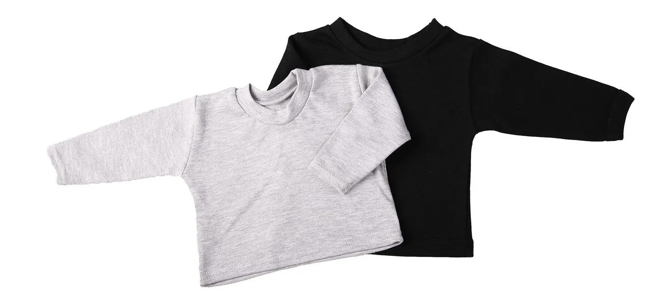 Blank 2 pack Baby Crew-Neck T-Shirts With Long Sleeves Mixed Colours