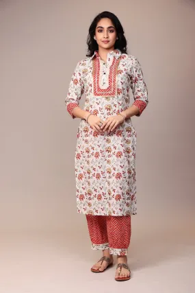 Block Print Cotton Kurta with Gota, Thread work.