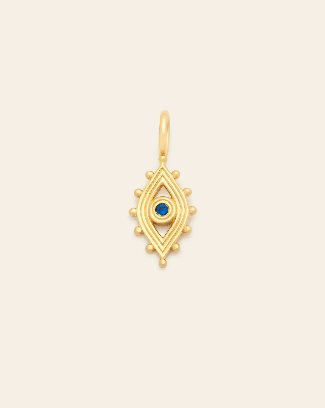 Blue Sapphire Beaded Evil Eye Pendant - Gold Vermeil