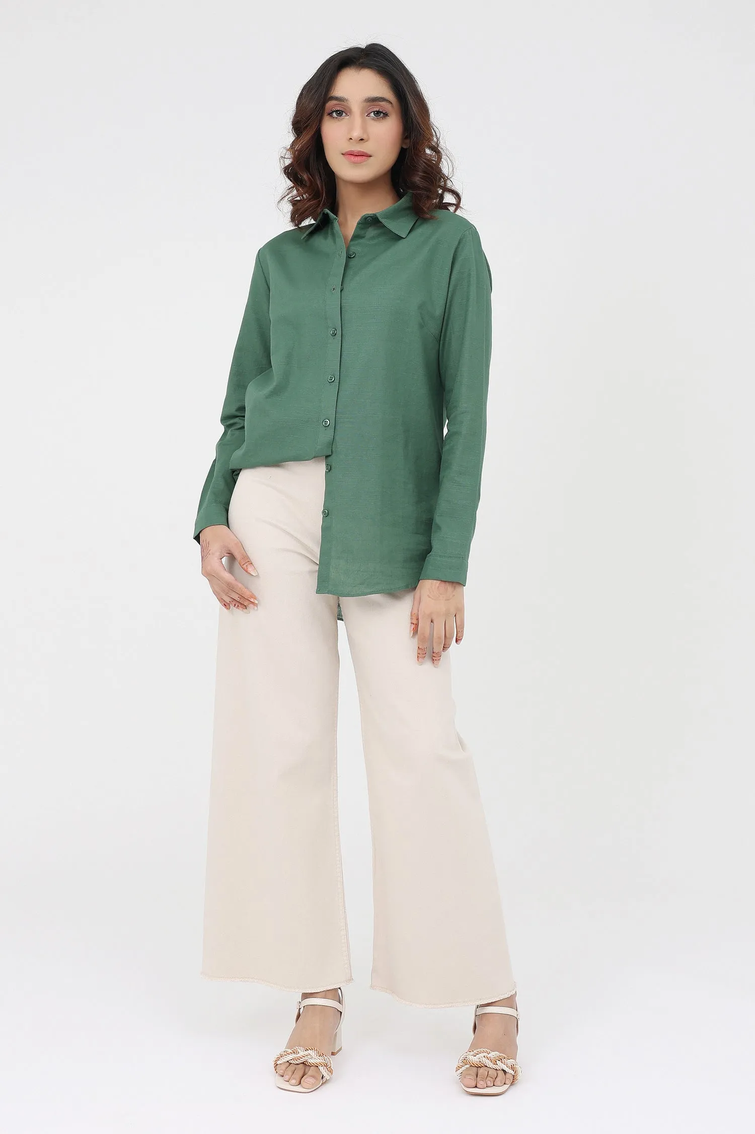 BUTTON-DOWN TOP-GREEN