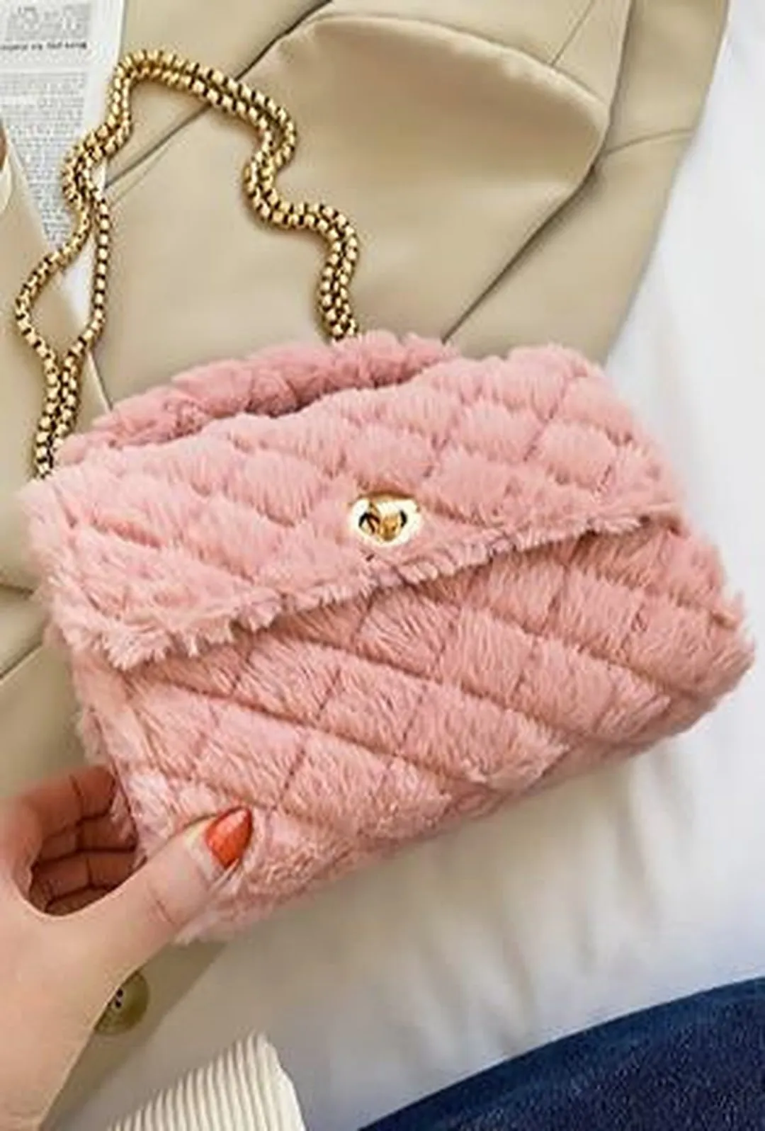 CHENTELLE - FUZZY QUILTED BAG