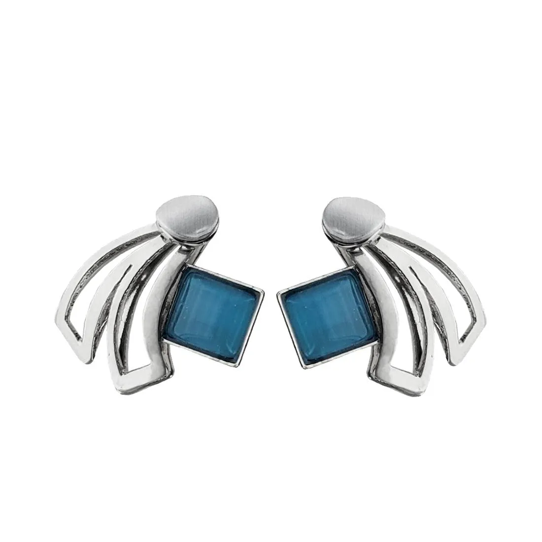 Christophe Poly Shooting Star Silver Blue Post Earrings