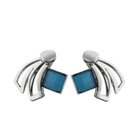 Christophe Poly Shooting Star Silver Blue Post Earrings