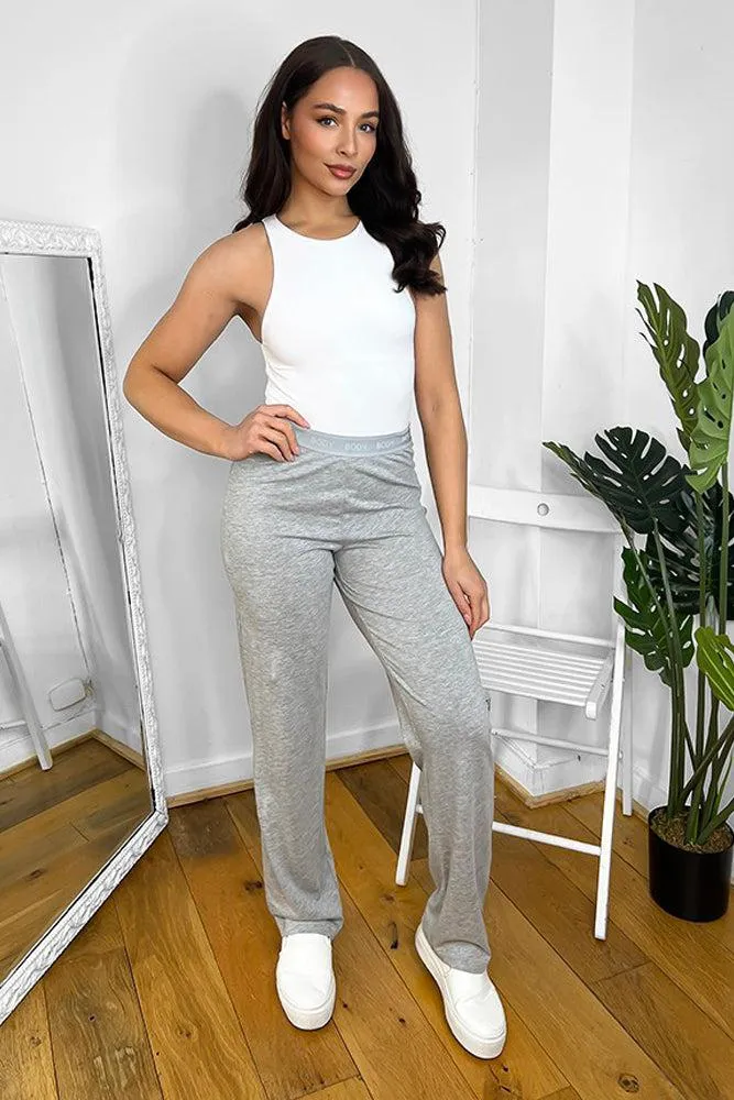 Cotton Blend Logo Elastic Band Waist Loungewear Joggers