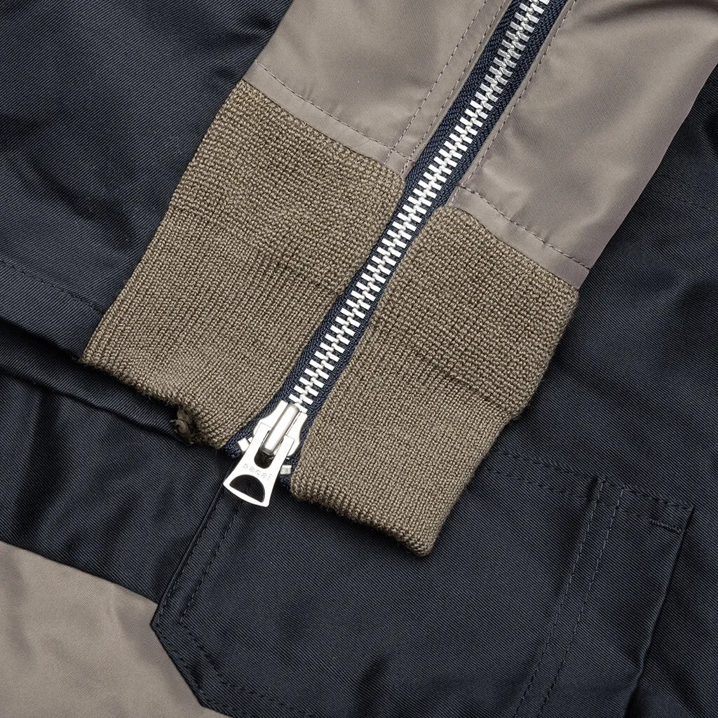 Cotton Chino x Nylon Twill Blouson - Navy/Taupe