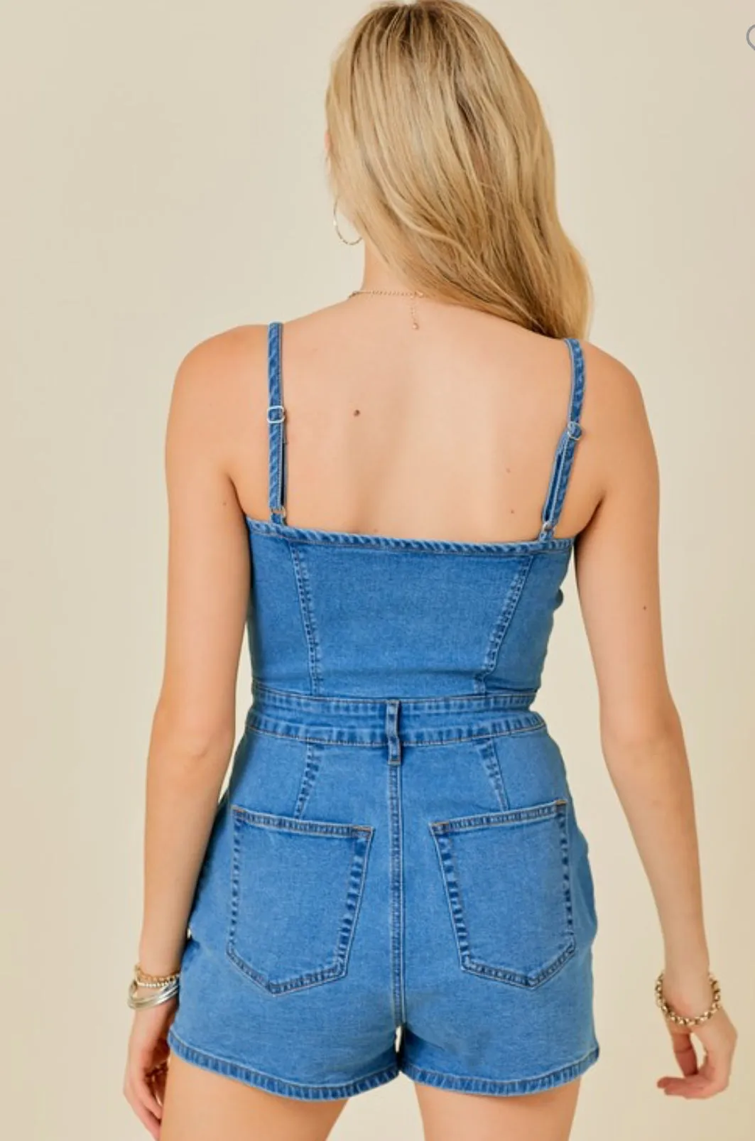 Denim tank, shorts romper