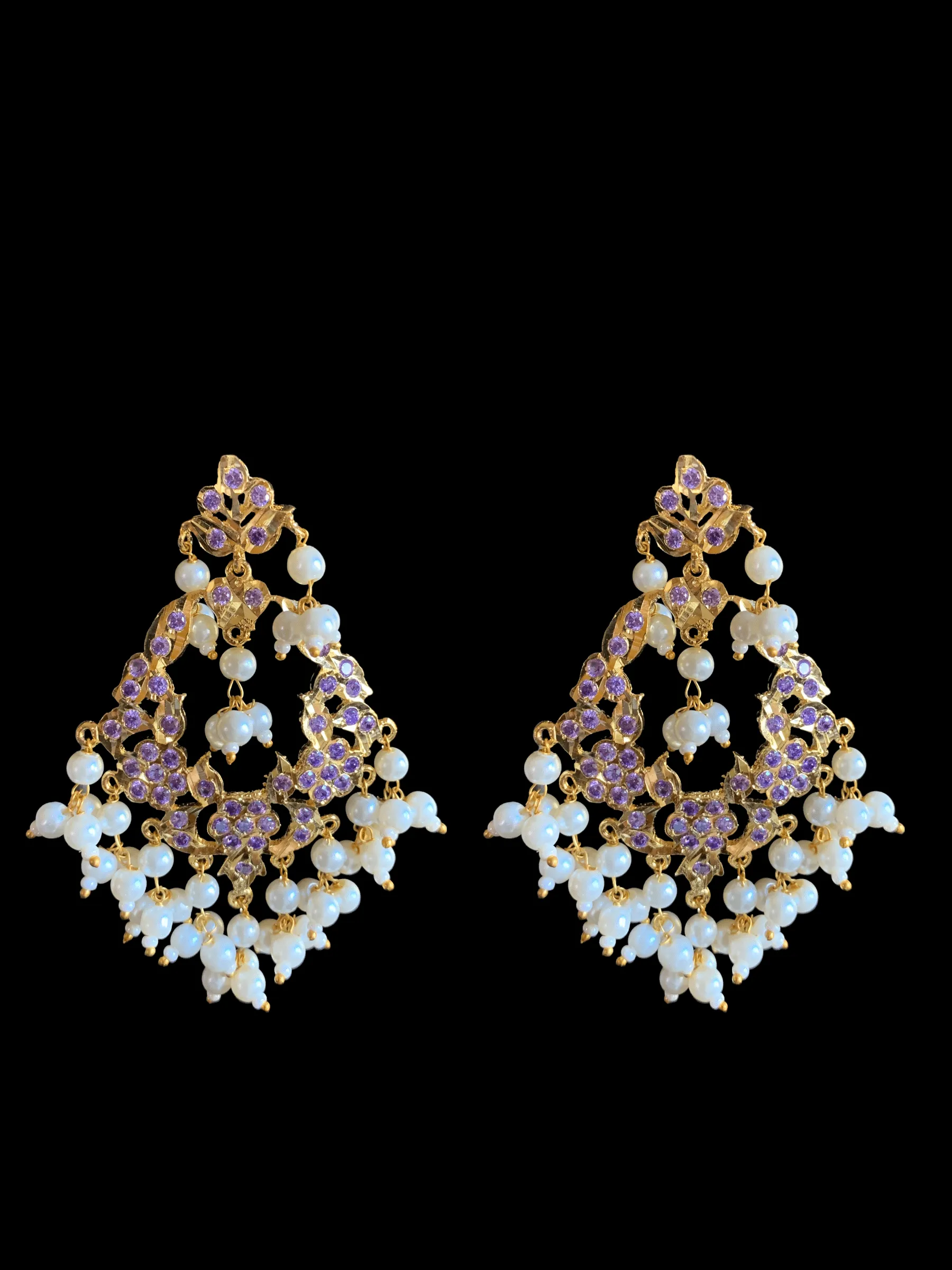 DJET23  Madhuri earrings tika set in purple / amethsyt   ( SHIPS IN 4 WEEKS )