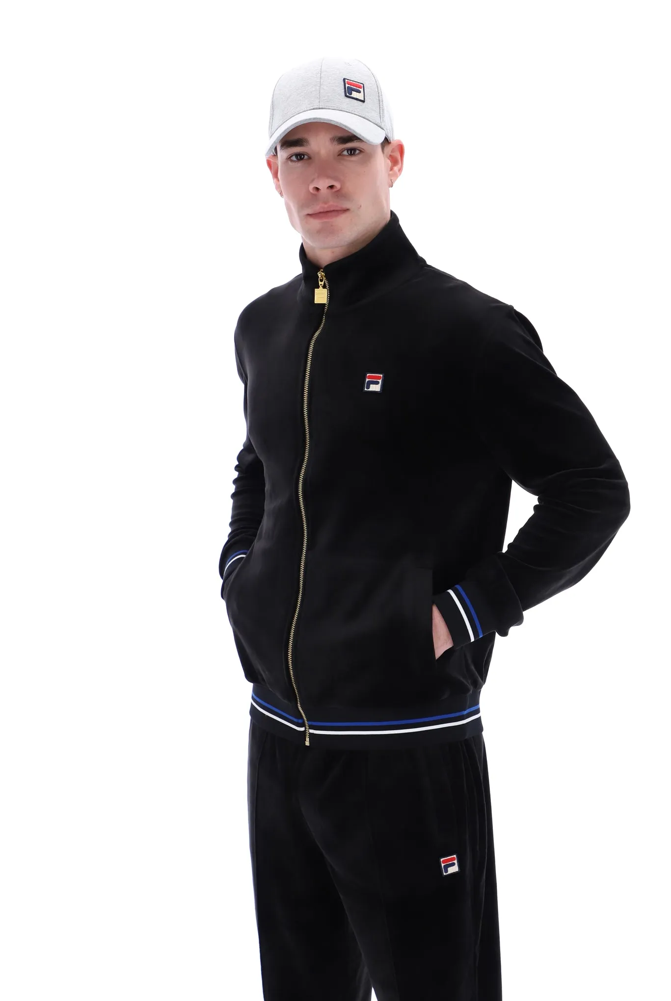 Falken Velour Track Top With Gold Details