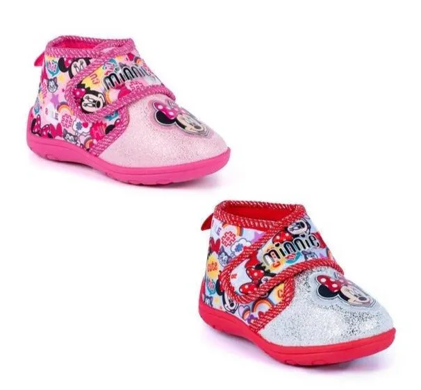 Girls Boys Disney Bedroom Slippers Pink Red Childs childrens Minnie Mouse