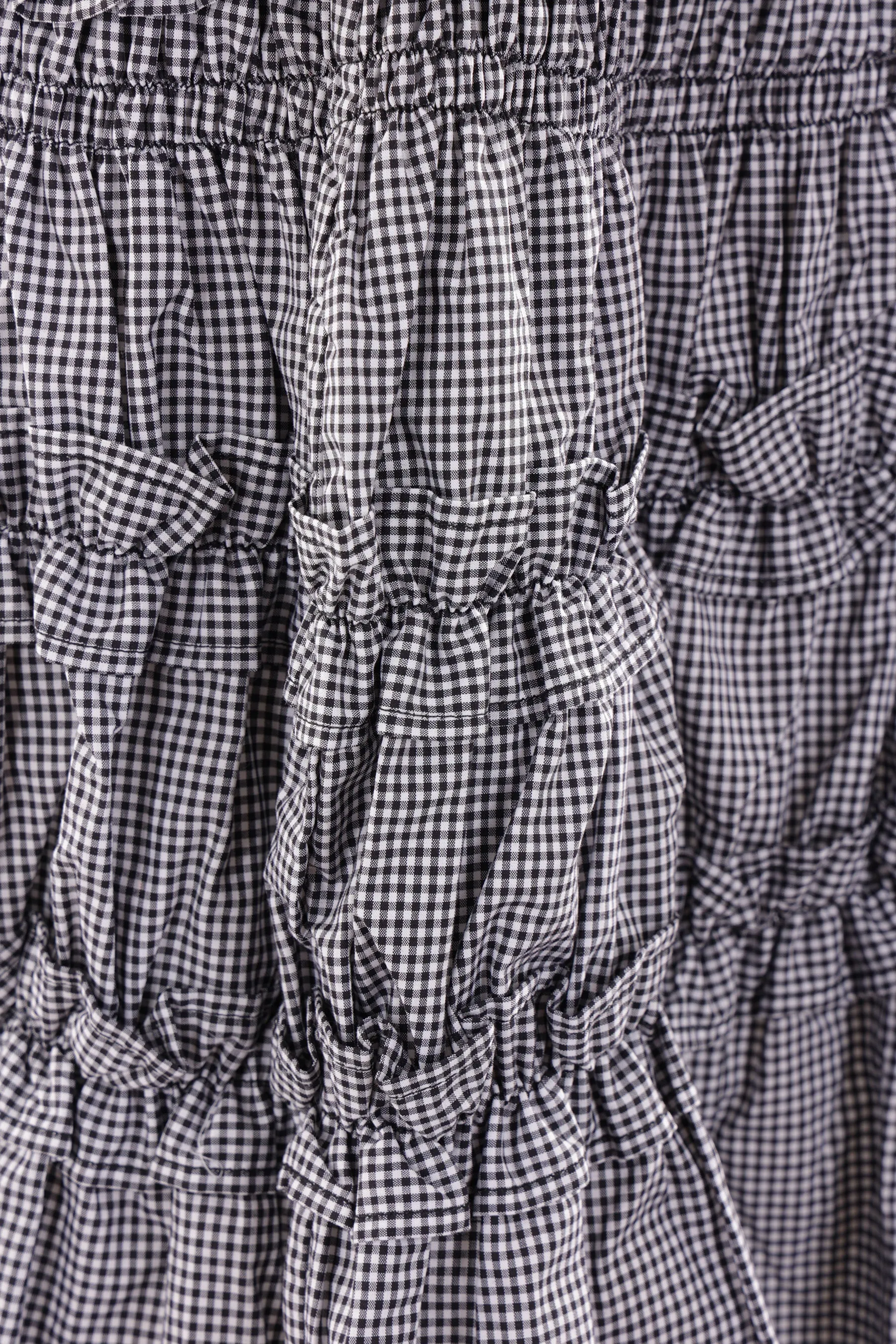 Giulia skirt in smocked and ruched Gingham cotton