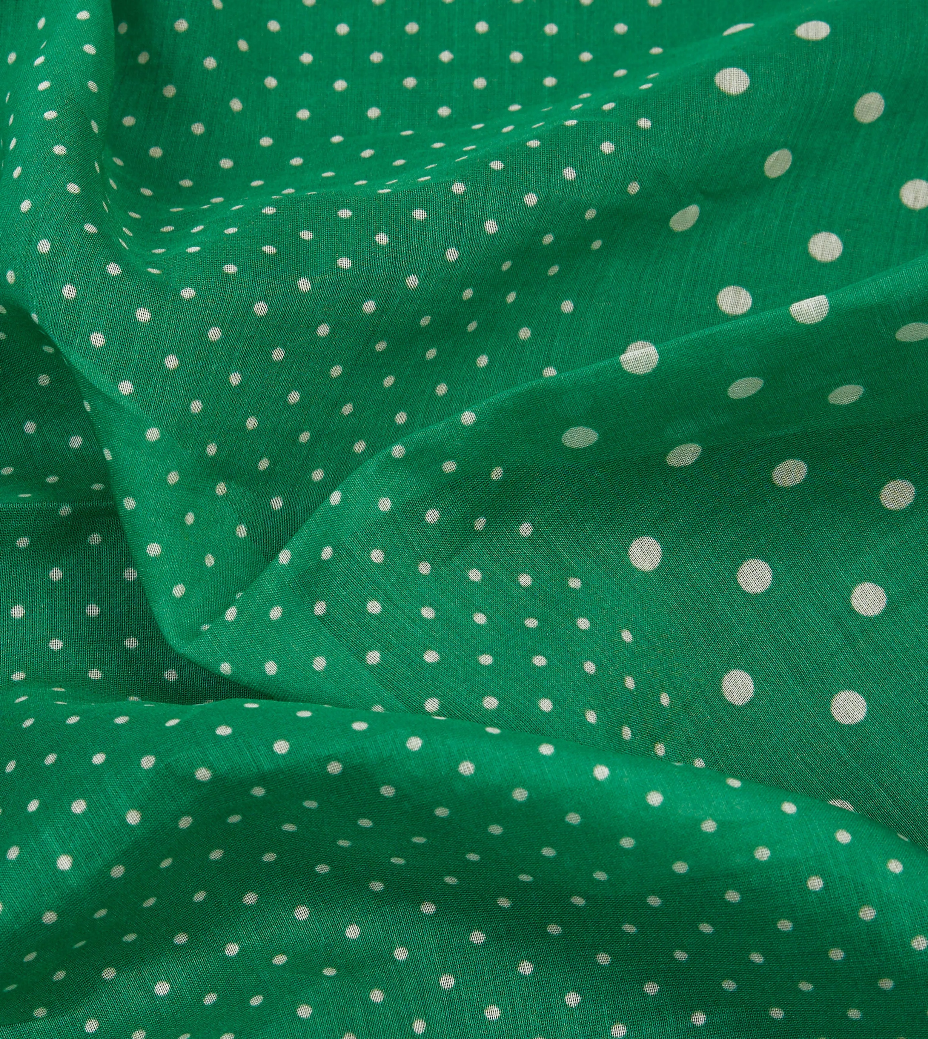 Green Spot Border Print Cotton-Silk Pocket Square