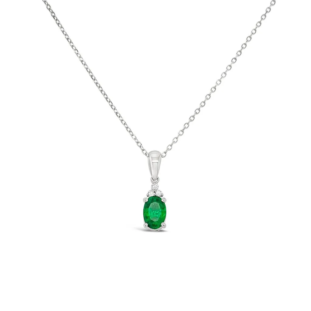 Irisa by Martin Binder Oval Emerald & Diamond Accent Necklace