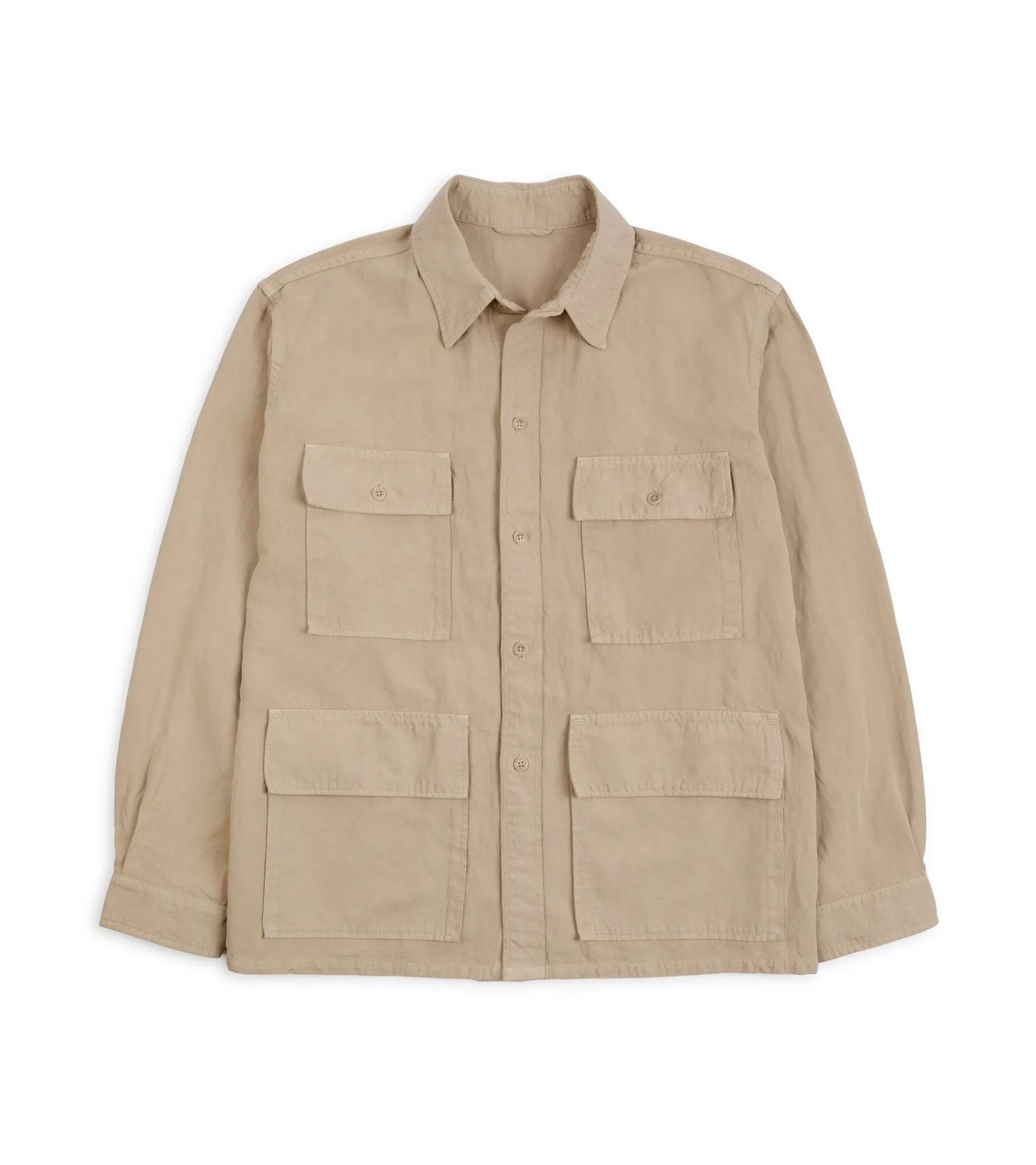 Kaptain Sunshine Cotton Linen Canvas Safari Jacket: Khaki