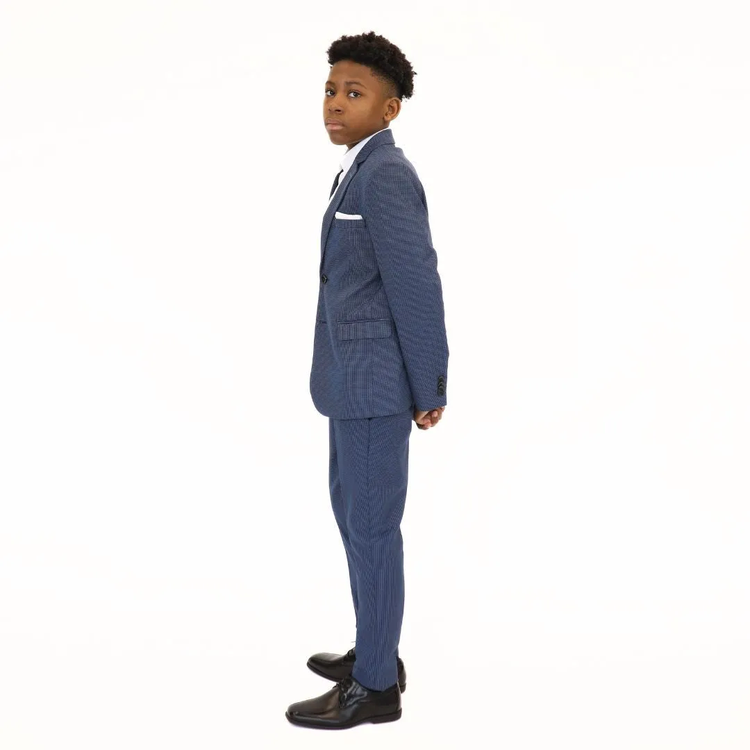 Leo & Zachary Boys Slim Ink/Sky Birdseye Suit_Blue 5825