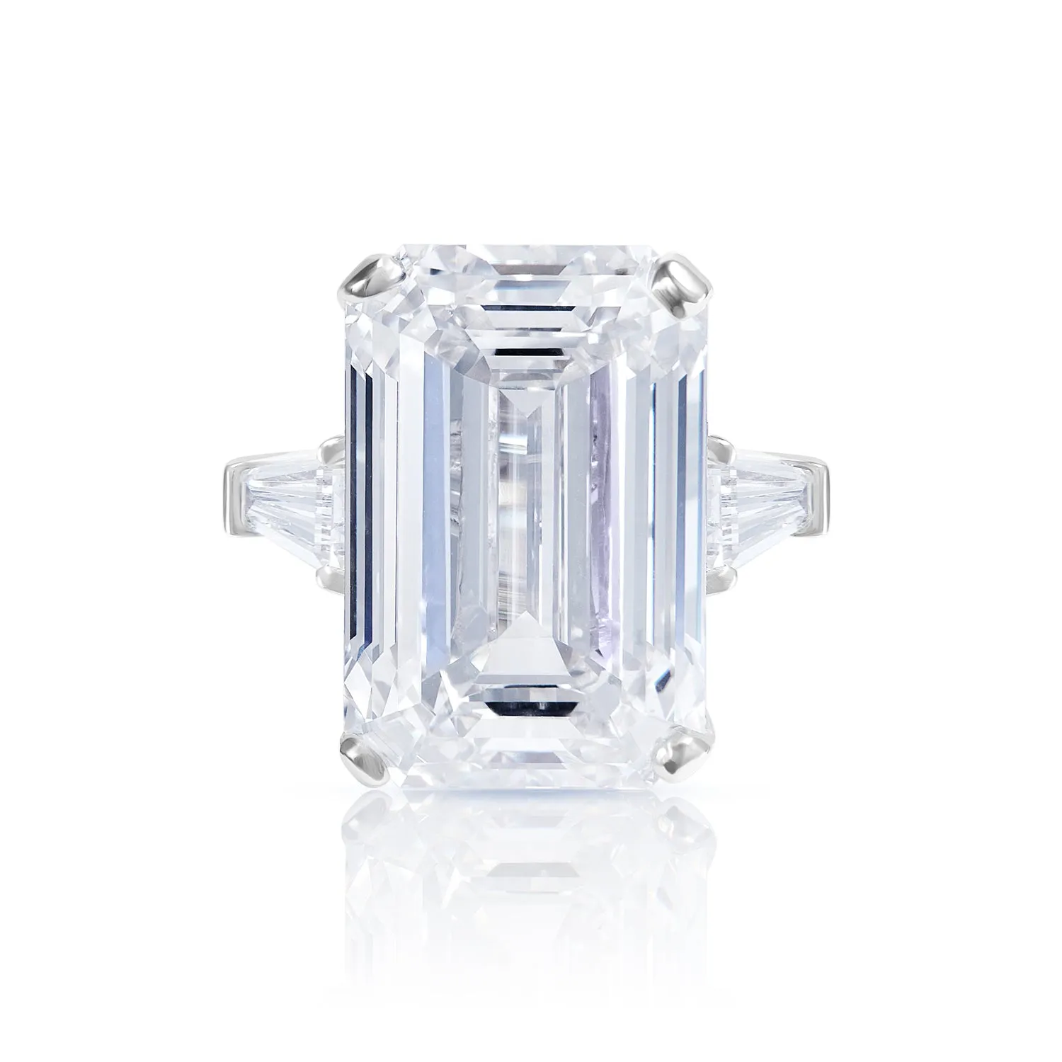 Loleta 20 Carats Emerald Cut Lab Grown Diamond Engagement Ring in Platinum. GIA Certified