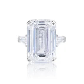 Loleta 20 Carats Emerald Cut Lab Grown Diamond Engagement Ring in Platinum. GIA Certified